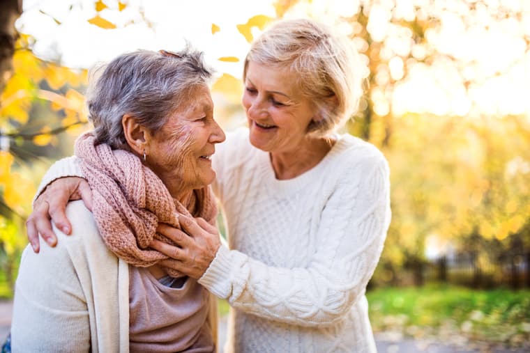 shutterstock_764899561 Senior women on a walk in autumn nature